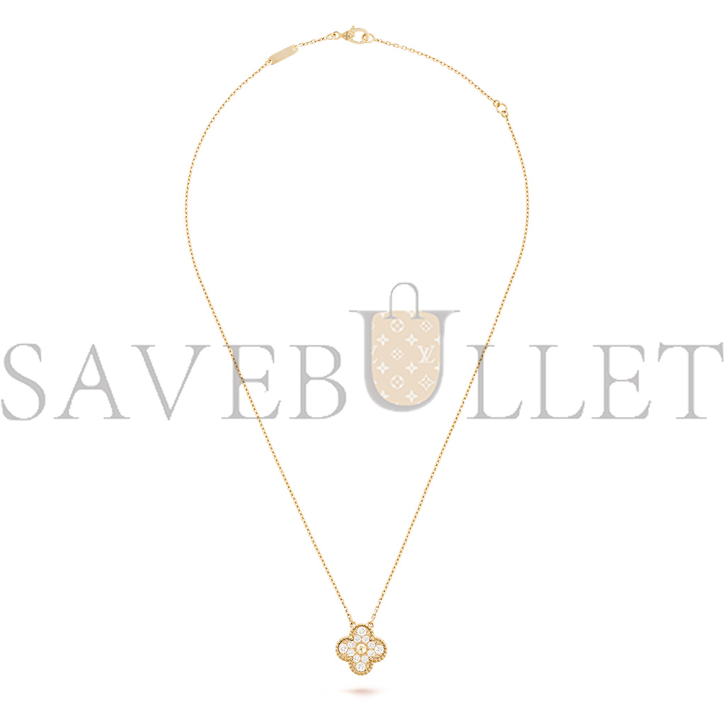 VAN CLEEF ARPELS VINTAGE ALHAMBRA PENDANT - YELLOW GOLD, DIAMOND VCARA45300 VAN CLEEF ARPELS VINTAGE ALHAMBRA PENDANT - YELLOW GOLD, DIAMOND VCARA45300